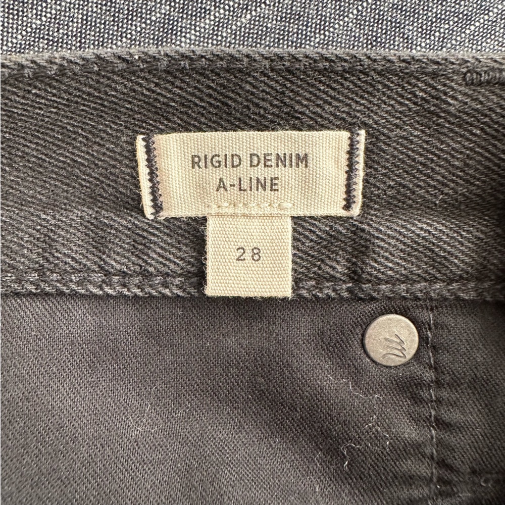 Madewell High Waist Button Front Rigid Denim A-Line Skirt Black Lunar | 28 - Picture 11 of 13
